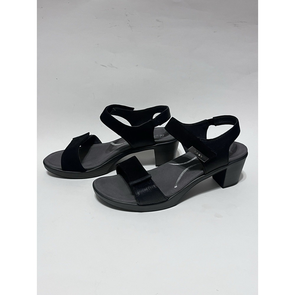 Naot Intact Leather Block Heel Sandals Black Womens EU 39 US 8 Adjustable Casual